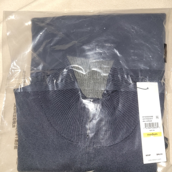 NWT Calvin Klein 1/4 Zip Sweater (Night Sky) - Picture 2 of 4